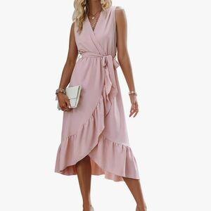 Elegant Pink‎ Wrap Style Dress Sz L NWT